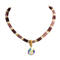 18-inch hand beaded necklace. Bead colors, gold, mauve, pale pink. A matching, fluid bangle is included that fits writs size 6 1/2 to 7 in.